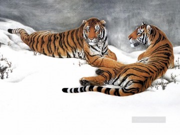 虎 Painting - 雪原のトラ